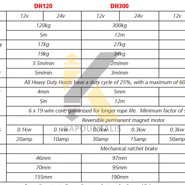 DH-500 Wire rope hoist 12m*6.2mm 500kg 12V HOISTS