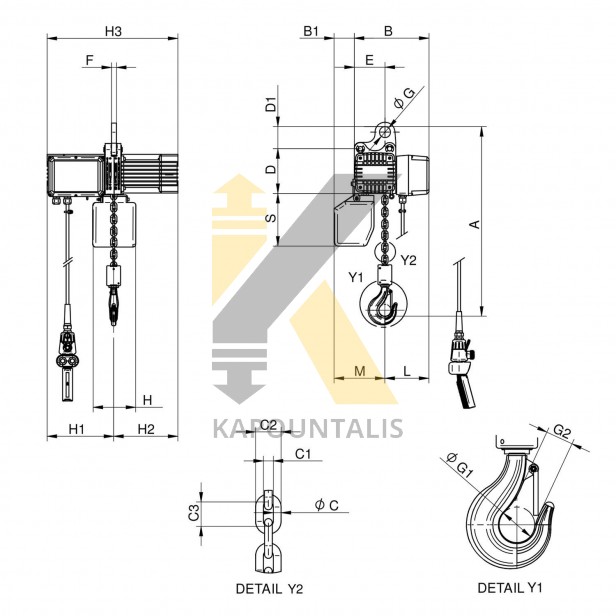 Chain hoist 500kg W6F 380V slightly used HOISTS