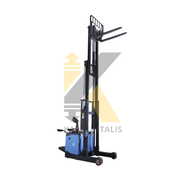 electric Pedestrian stacker with rider platform E-13GS & E-15GS 1300kg-1500kg 3000mm up to 4500mm stroke FORKLIFTS